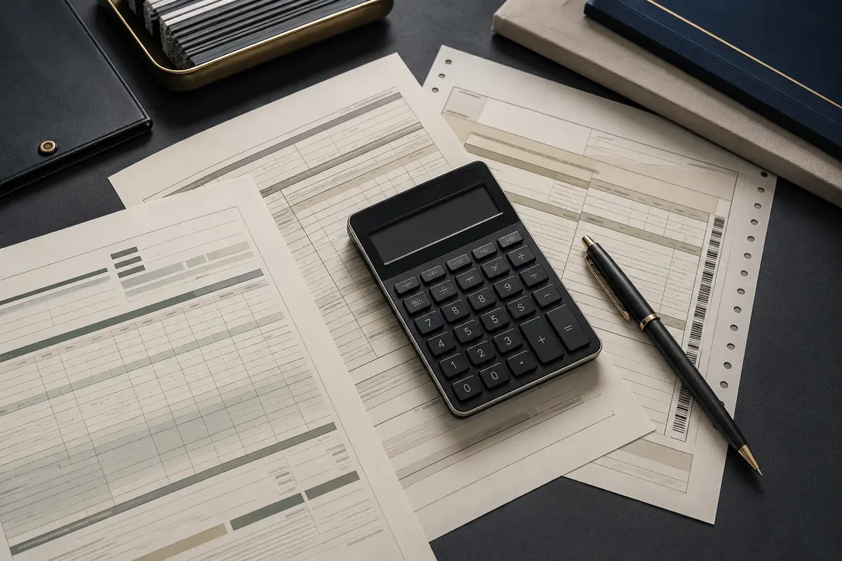 Tax working papers and finance documents prepared for TDS compliance